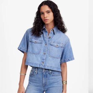 Madewell Blue Denim Cropped Shirt